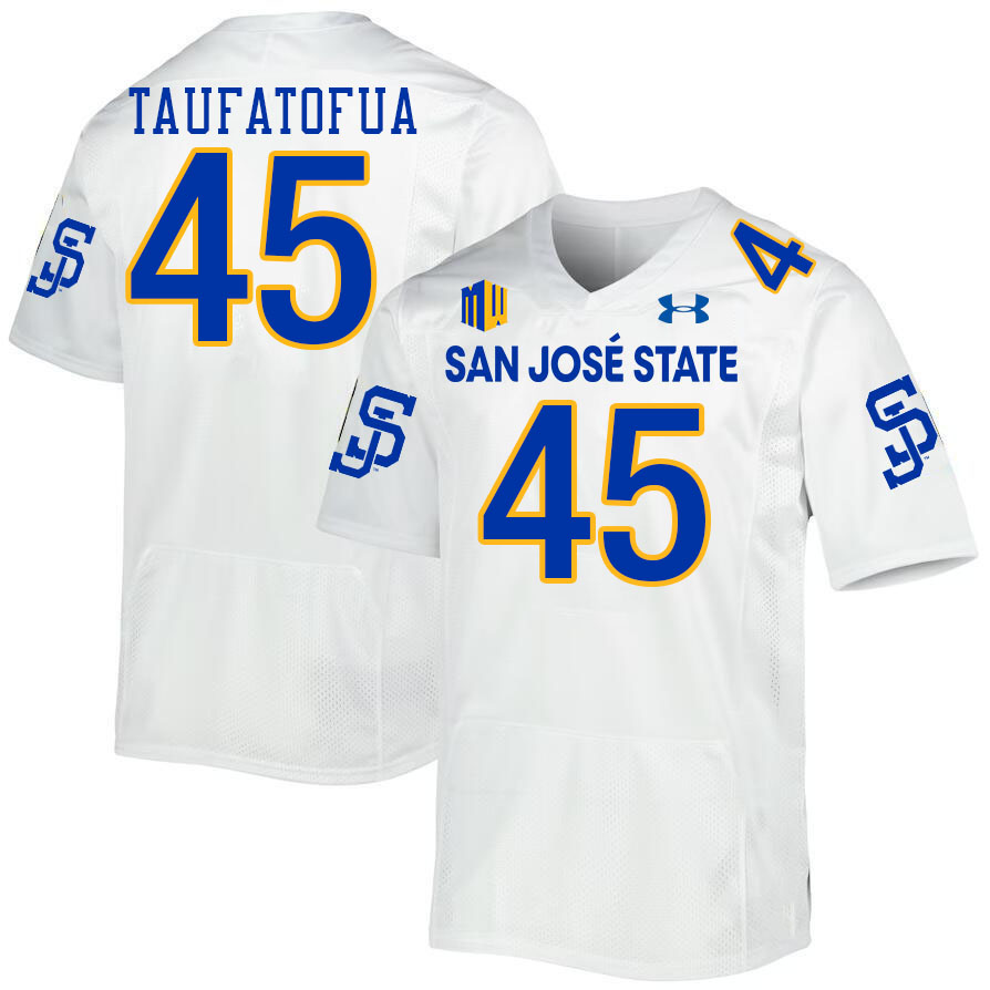 #45 Vili Taufatofua SJSU Jersey,San Jose State Spartans Football Jersey College Uniforms-White